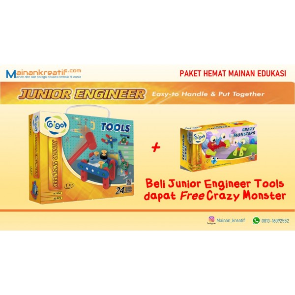 Paket Hemat Gigo Junior Engineer Tools + Crazy Monster